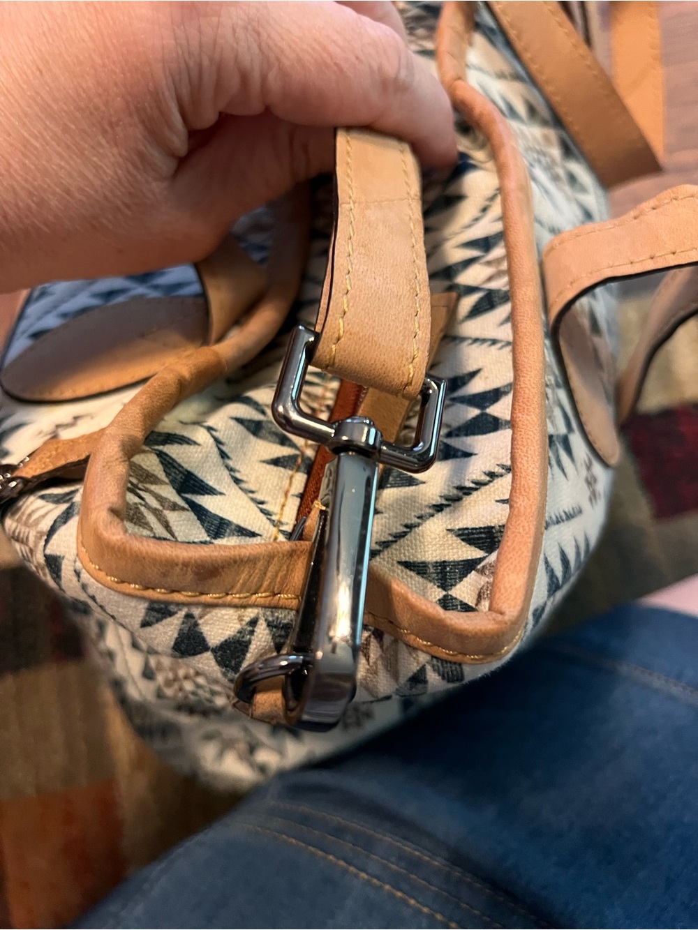 Myra Bag Cream & Tan Aztec-Pattern Shoulder Tote - Picture 3 of 3